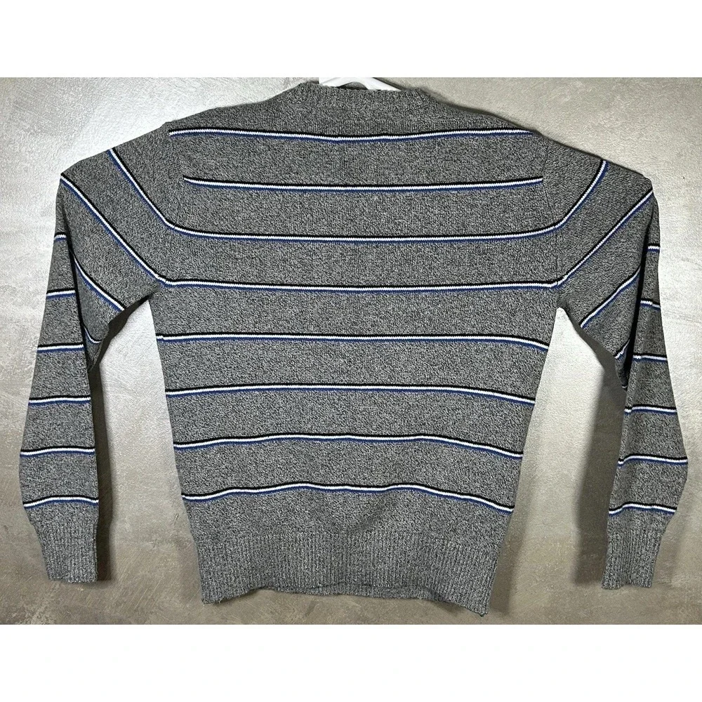 American Eagle Outfitters Sweater Men's Pullover Crew Neck‎ Gray Blue Stripes